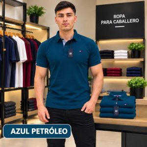 Playera tipo polo color Azul Petroleo