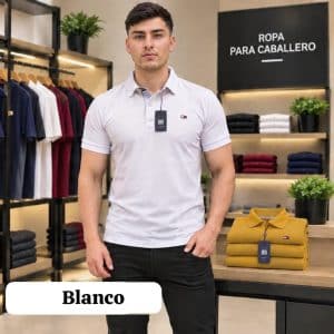 Playera tipo polo color blanco