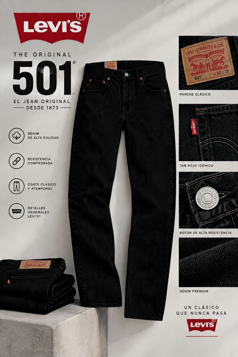 Pantalon caballero estilo 501 Negro