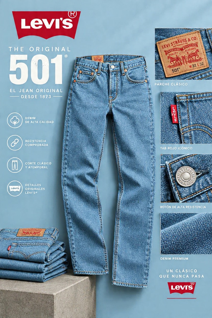 Pantalon caballero estilo 501 Azul Claro